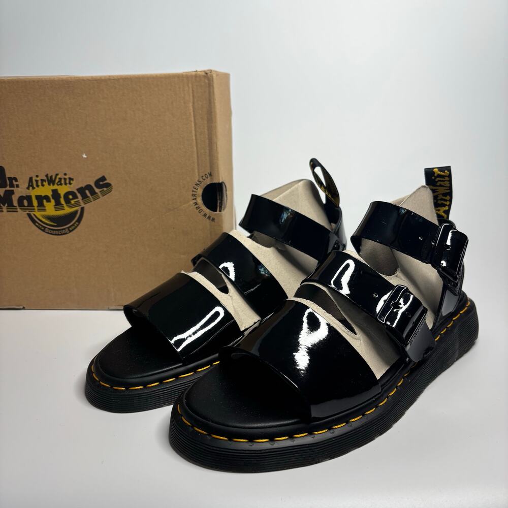 Dr. Martens Gryphon Patent Leather Gladiator Sandals in Black Patent Lamper - Picture 6 of 10